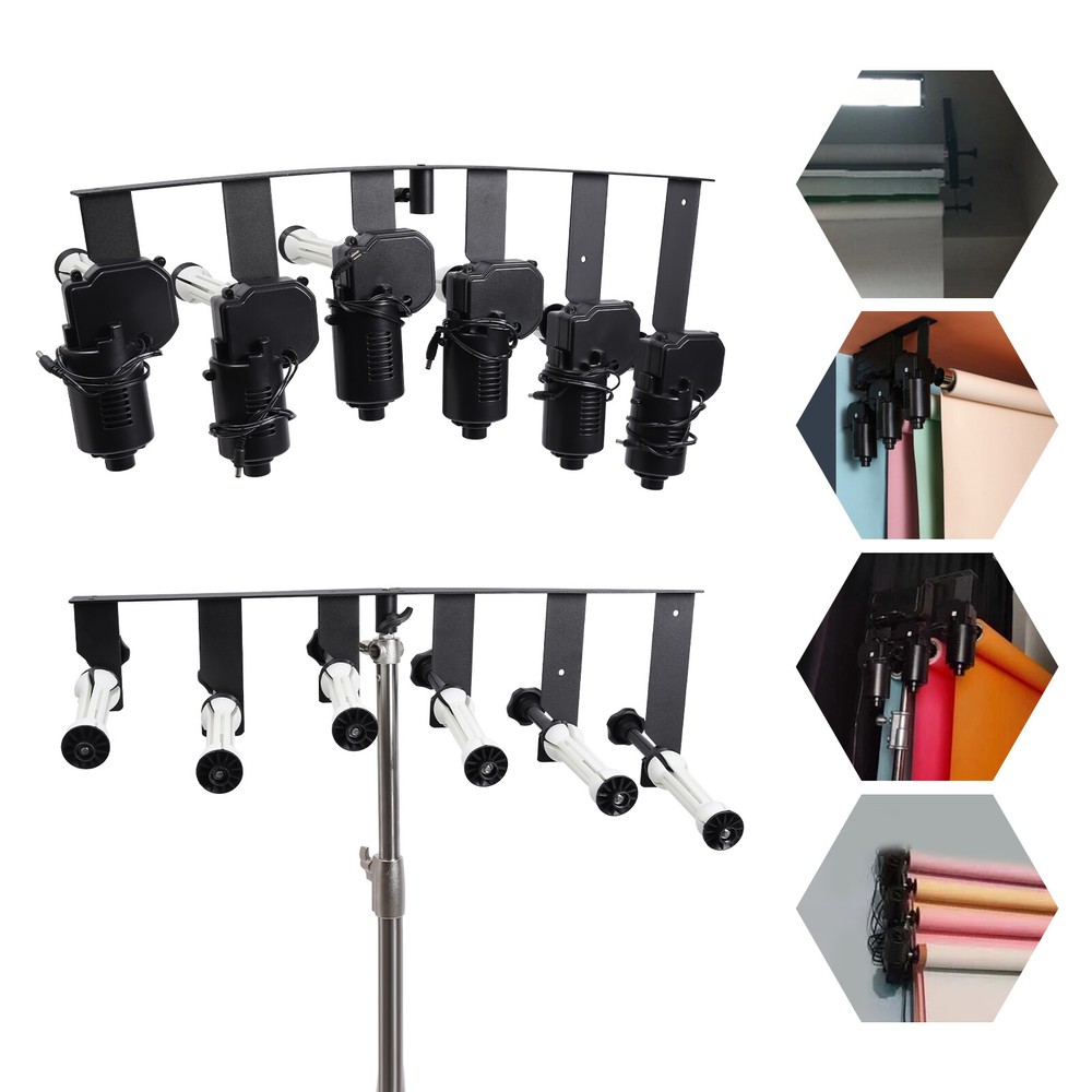 Motorized 6-Roller Backdrop Support System Wall Mount Photo Video w/ Remote