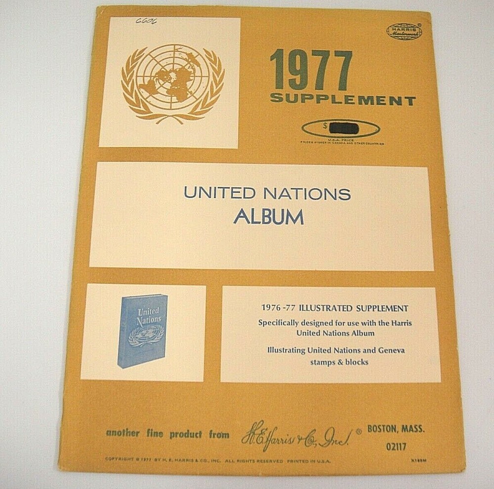 Harris 1977 United Nations and Geneva Stamps & Blocks Album Supplement NOS