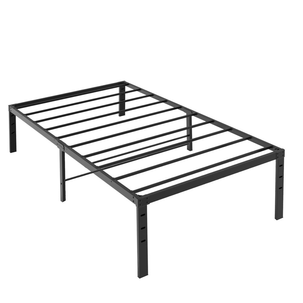 Black Twin Size Simple Basic Platform Metal Bed Frame 12 inch Bed Height