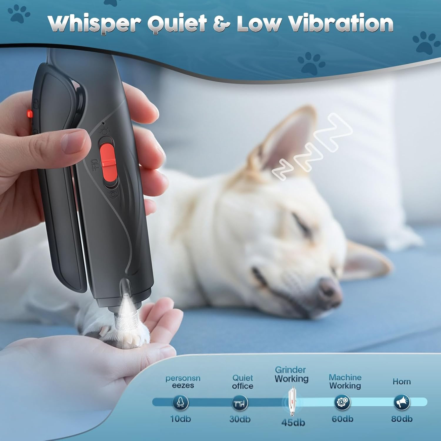 2-In-1 Dog & Cat Nail Clippers and Grinder with Light – Safety Guard to Avoid Ov