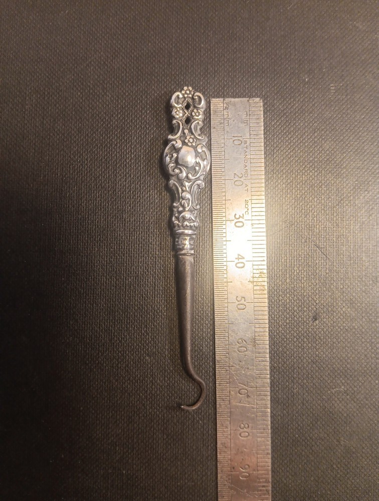 Victorian Silver Chatelaine Glove Hook Levi & Salaman Birmingham 1896