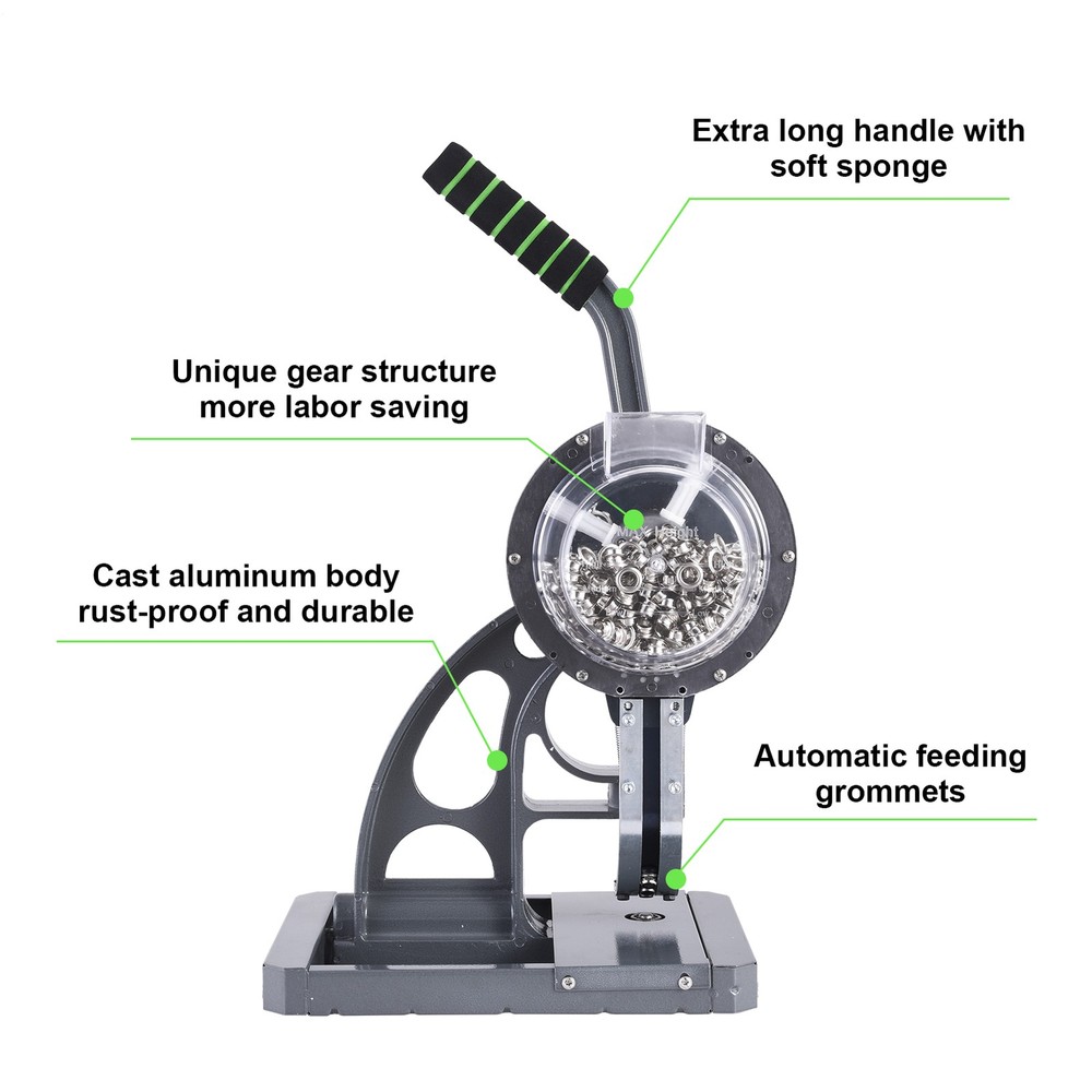 Automatic Hand Press Eyelet Grommet Machine Punch Tool Kit 3/8" 2000 Grommets