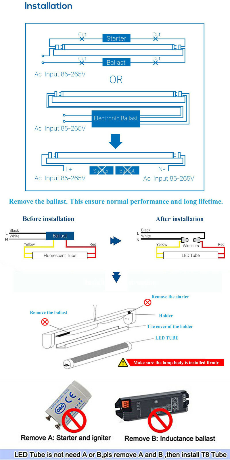 V-Shape 10-1000 PACK LED G13 4FT 4 Foot T8 Tube Light Bulbs 2-PINS 36W 6500K