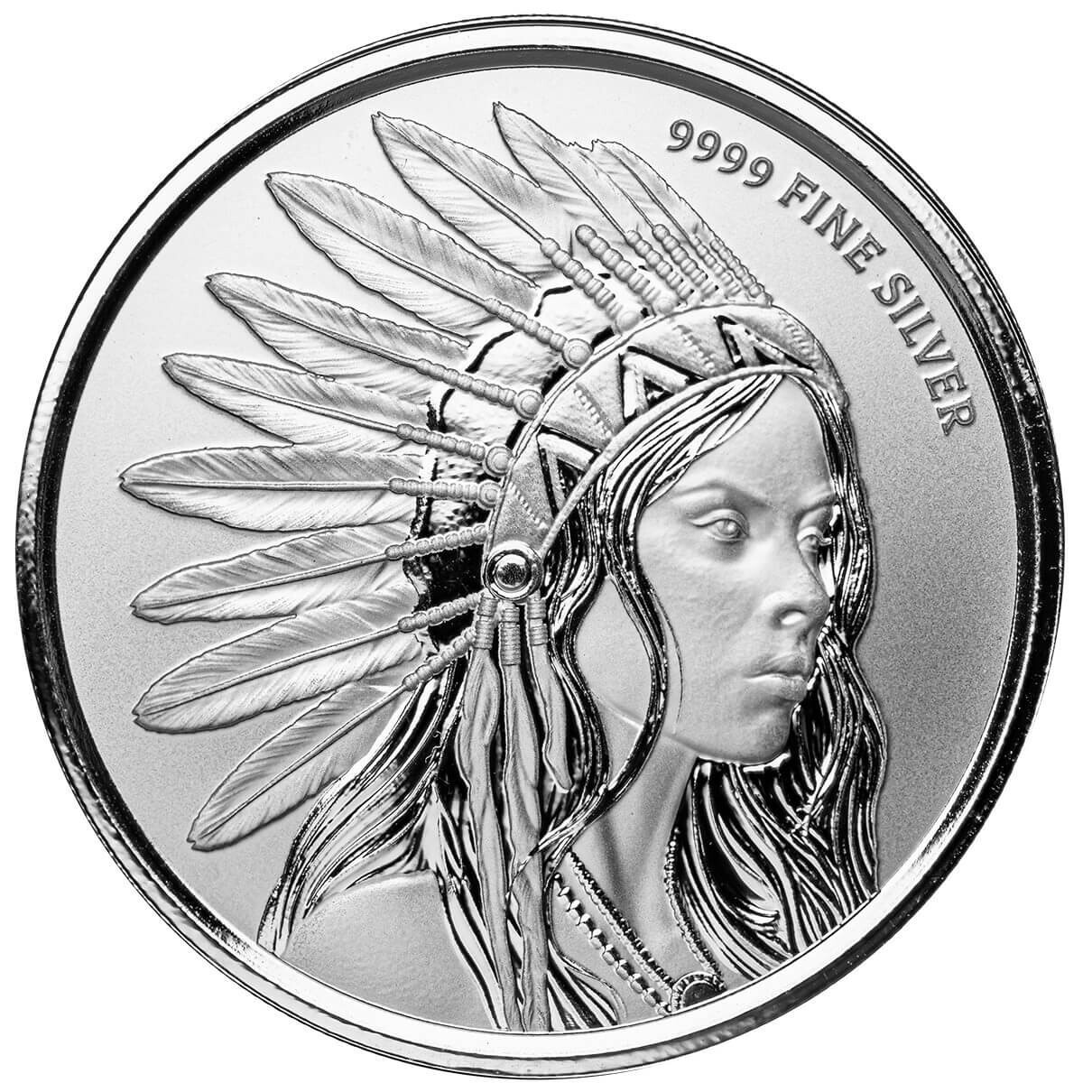 1 oz Silver Round Buffalo Girl  Silver Bullion Round -