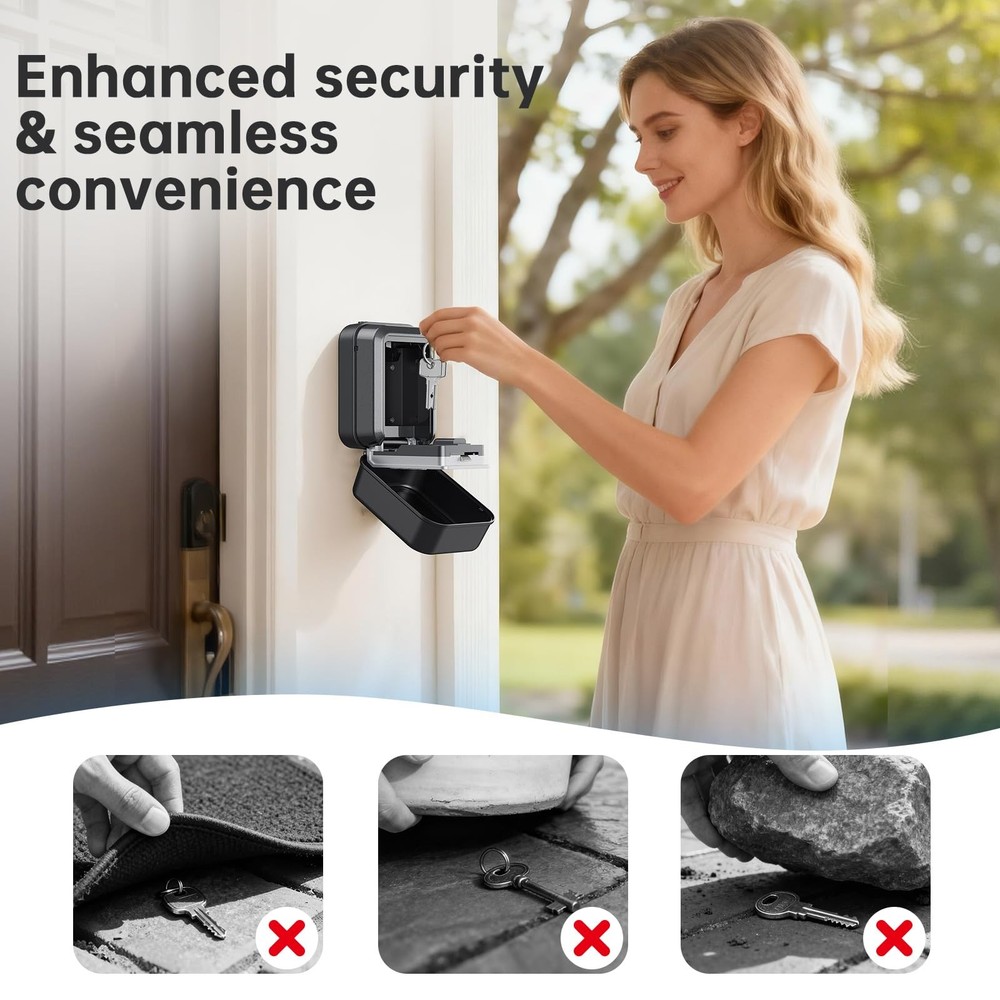 Smart Key Lock Box - Bluetooth APP(Tuya APP) Control & PIN Code, IP65 Weather...