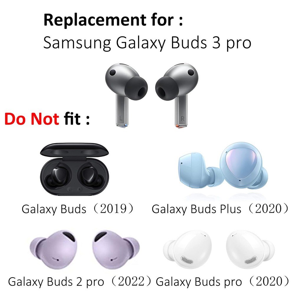 Replacement Silicone Eartips Earbuds Tips Set for Samsung Galaxy Buds 3 Gray
