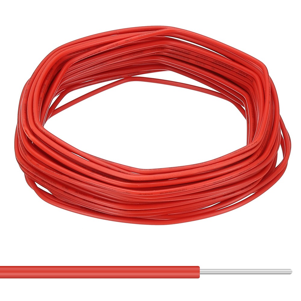 18AWG Solid Electric Wire, 49Ft Hook Up Tinned Copper Wire, Red