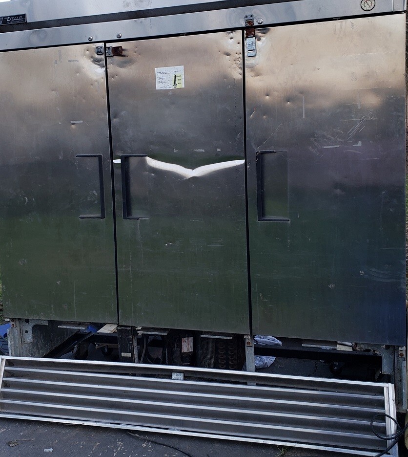 True Three Section Solid Door Reach-In Refrigerator