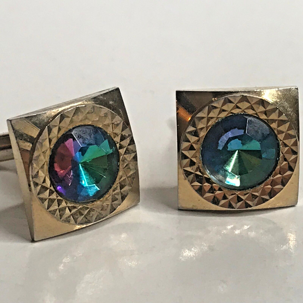 Men's Vintage Cufflinks Blue Centre Stone