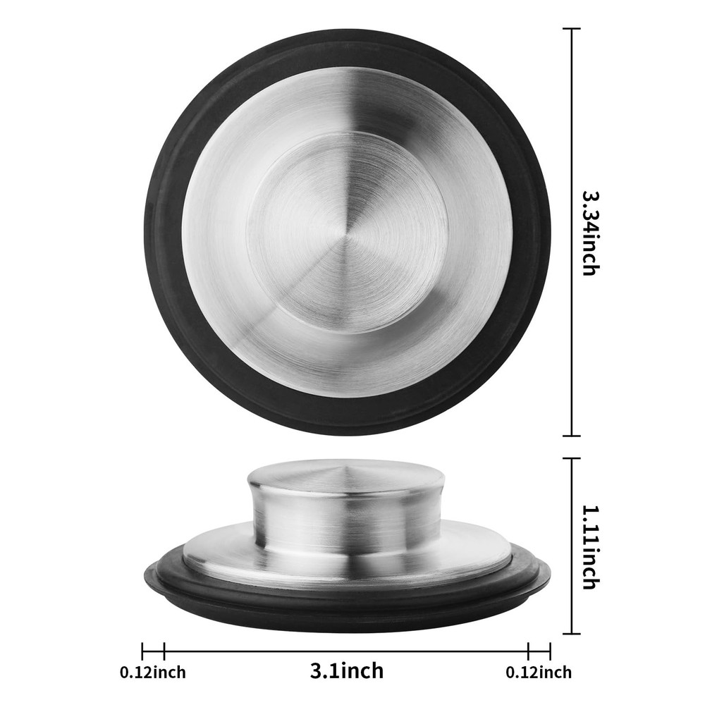Tifanso Kitchen Sink Drain Stopper - 2PCS Garbage Disposal Silver