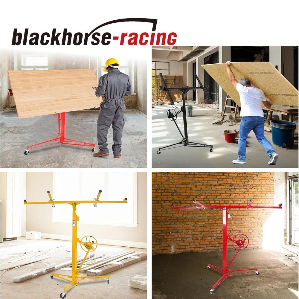 11FT Drywall Lifter Panel Hoist Jack Rolling Caster Construction 150lbs