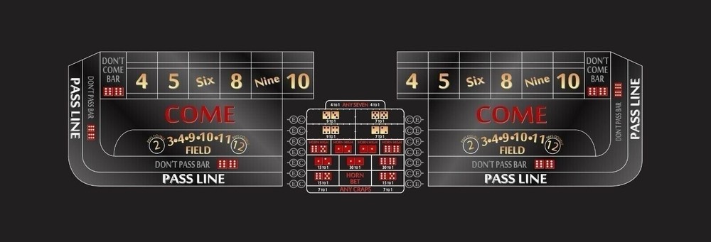 Craps Table Layout Felt - 14 Foot - Black