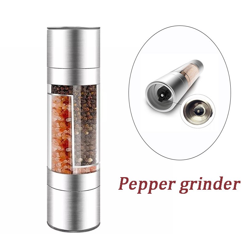 1 pcs Double-head Grinder Pepper Sea Salt Grinder Manual Quick Milling Bottle