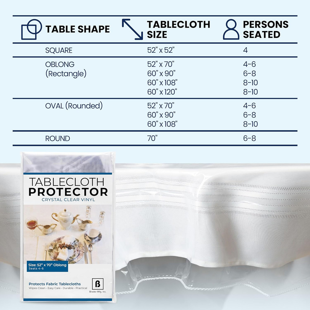 Tablecloth Protector Crystal Clear Vinyl (52"X70" Oblong) | Thi