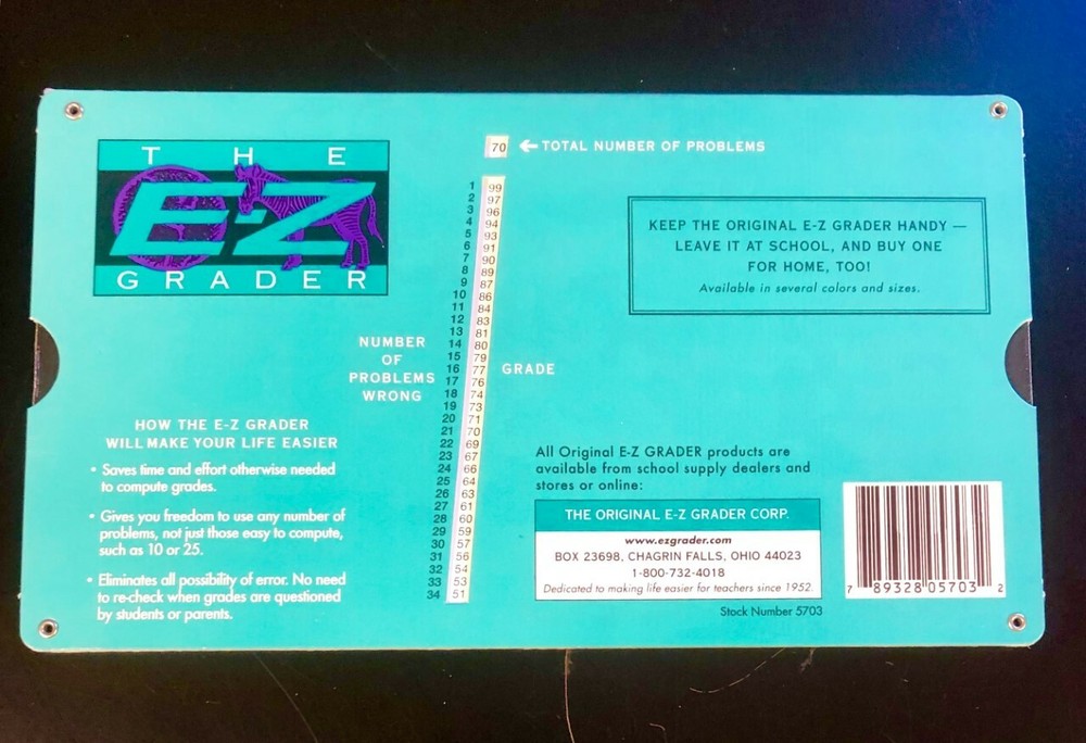 Original E-Z Grader E-Z Grader Grading Slidechart  Rectangle Shaped