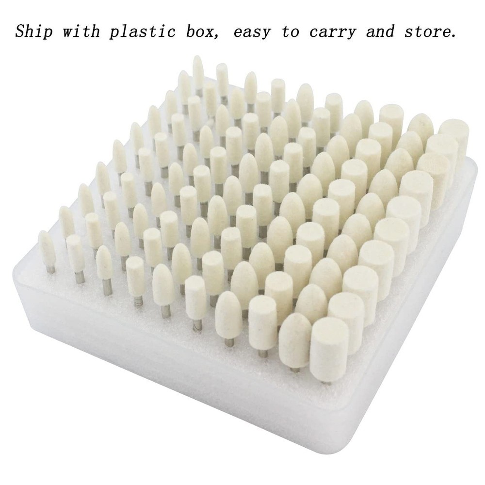 100 Pcs Compressed Wool Felt Polishing Head Tool Buffing Wheel for Dremel Rot...