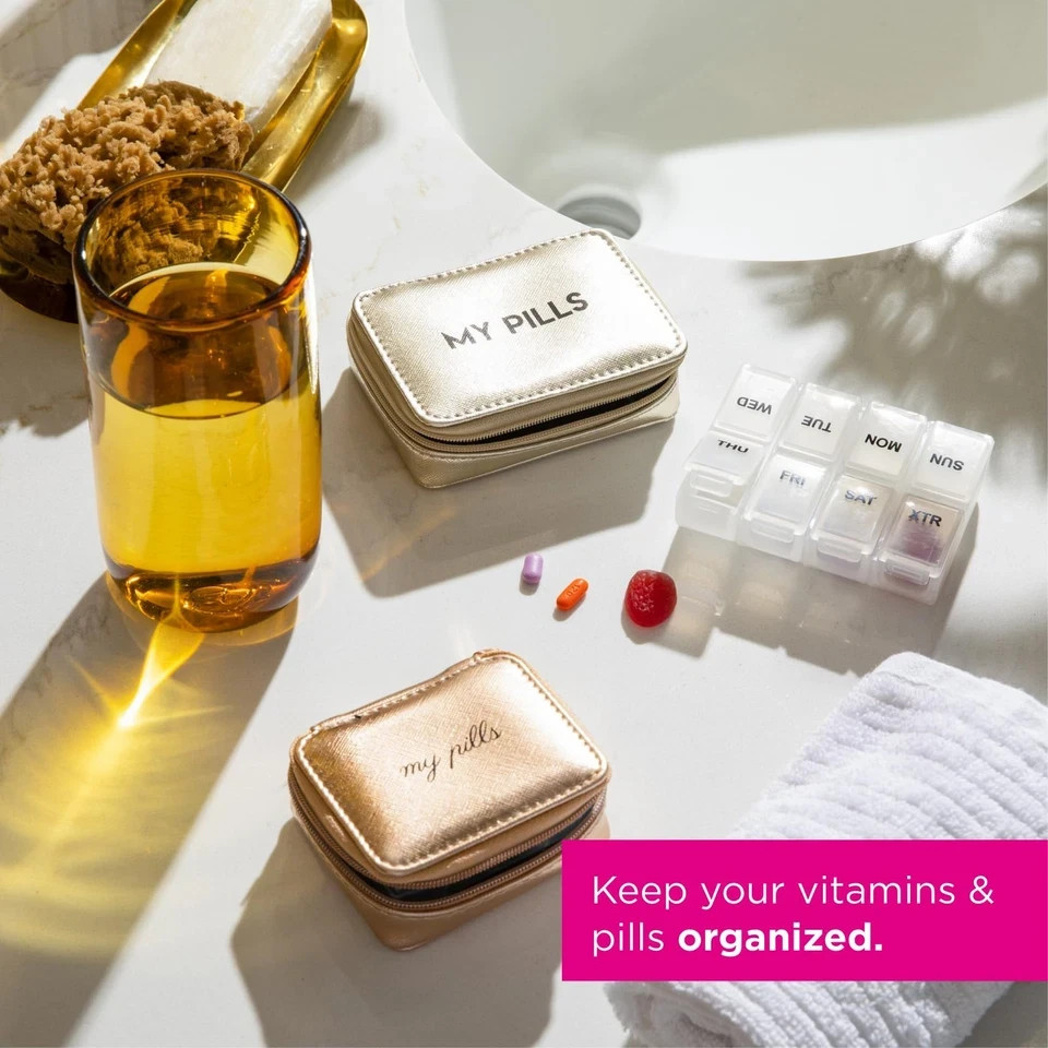 Miamica Women's Zippered Pill Case with 7-Day Removable One Size, Aviation