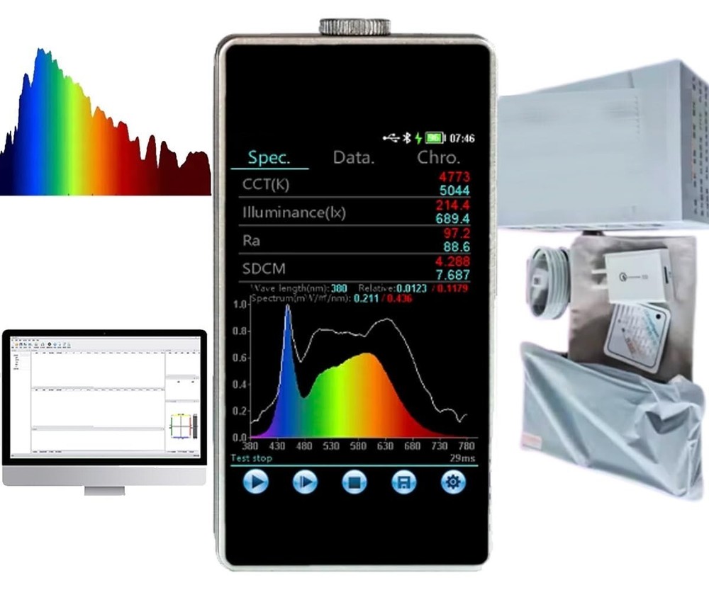 Spectrum Illuminance Meter Spectrometer with 380-780nm USB Interface Handheld
