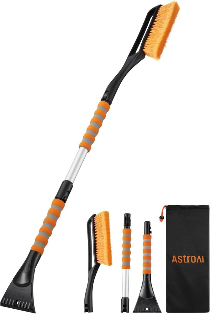 40" Ergonomic Snow Brush & Ice Scraper for Windshield - Heavy-Duty, Anti-Scratch