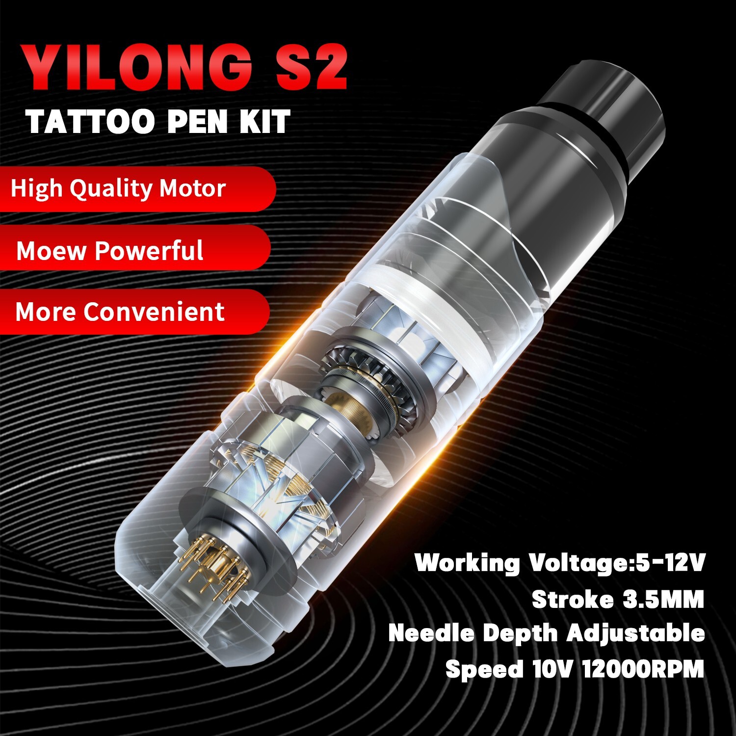 YILONG Wireless Tattoo Pen Machine Kit Complete with Power Supply Needles Inks