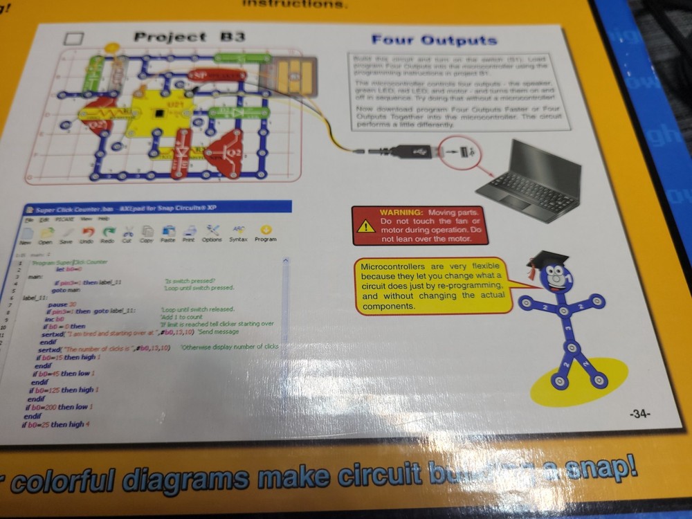 2x Sets Snap Circuits XP 2011 Microcomputer Kit SCXP-50 Elenco New + SC-100 Used