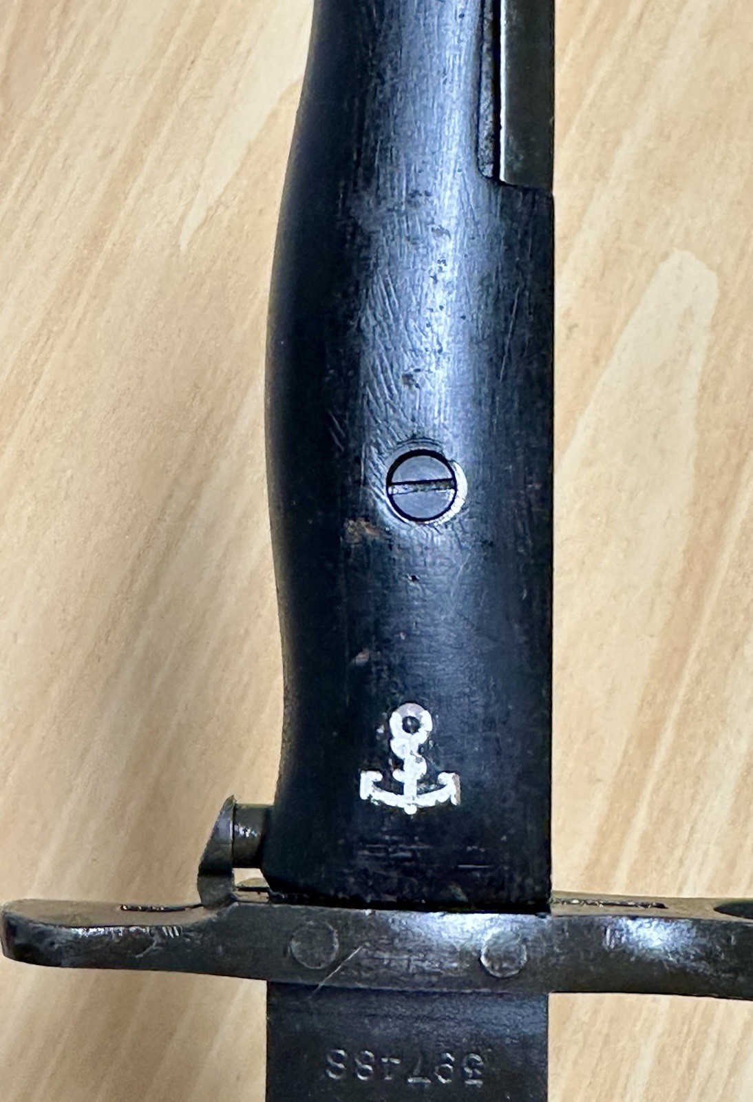 Pre-WWI US M1905-E1 10” Bayonet SA 1909 Springfield Armory Marked USS OKLA BB 37