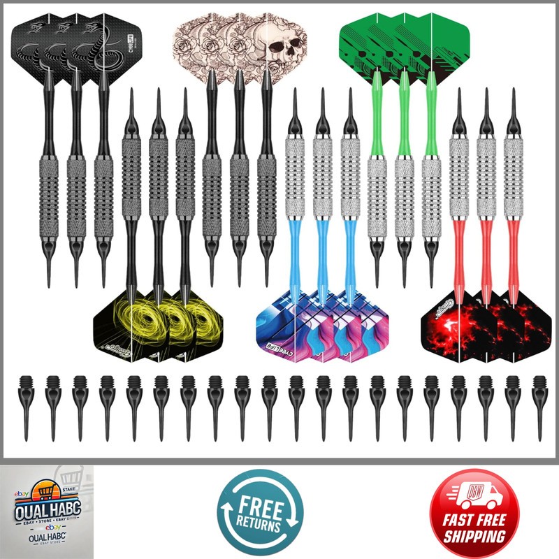 18PCS Soft Tip Darts Set Plastic Tips for Electronic Dart Board Game