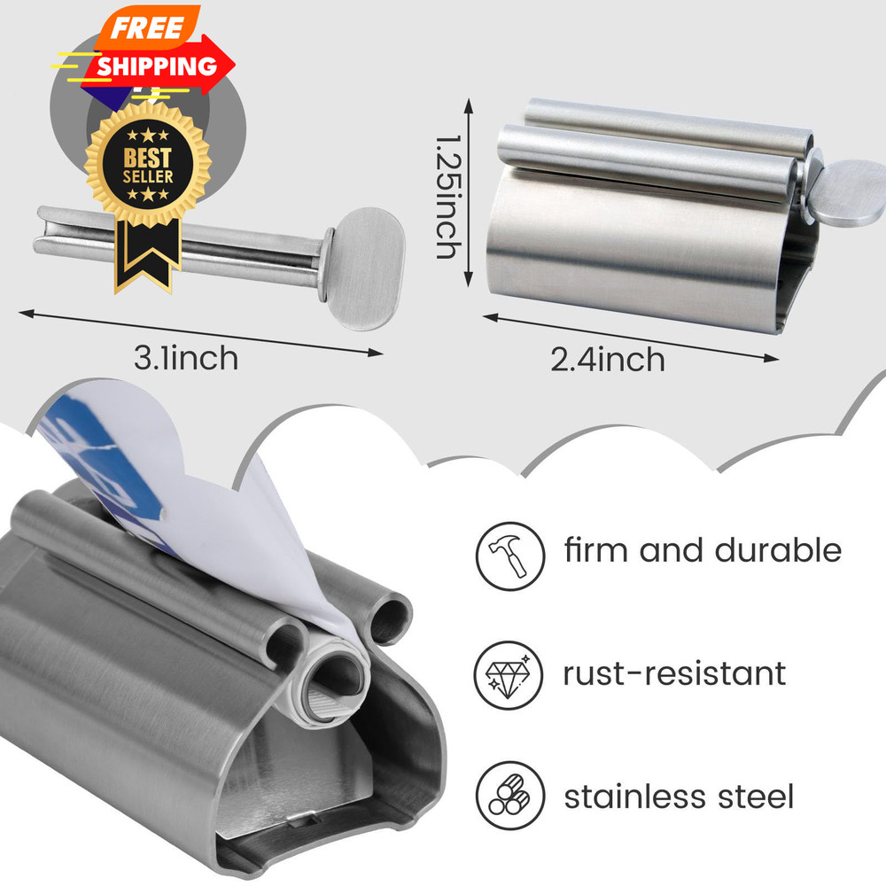 LOVEINUSA Toothpaste Tube Squeezer Dispenser, 2PCS Medium, Silver