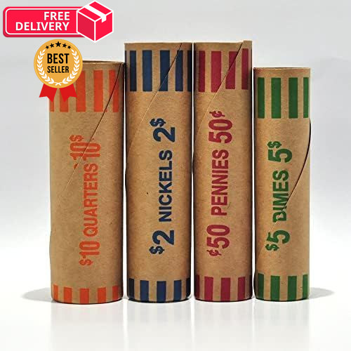 L LIKED Preformed Coin Wrappers Rolls (128 Assorted) - 128 Assorted, Assorted