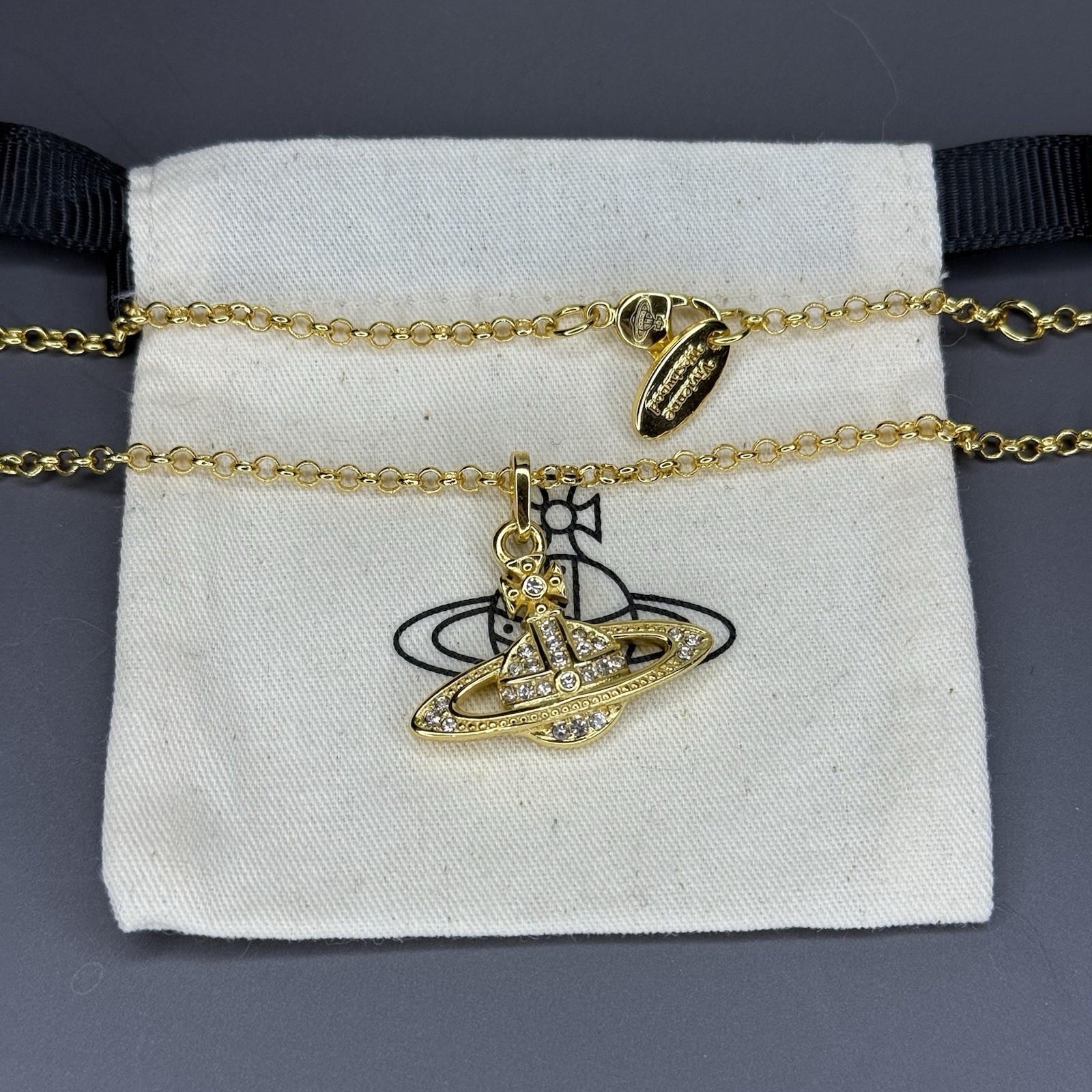 Vivienne Westwood Gold Mini Bas Relief Necklace WITH BOX