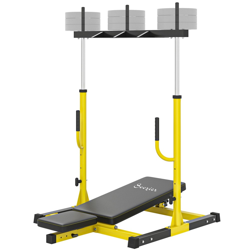 Vertical Leg Press Machine Adjustable Backrest 1" Plate Compatible, Yellow