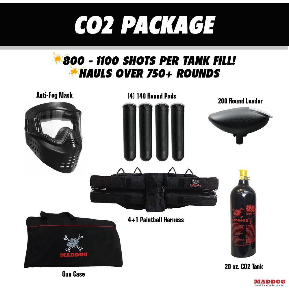 Maddog Entry Level CO2 Paintball Gun Accessory Package
