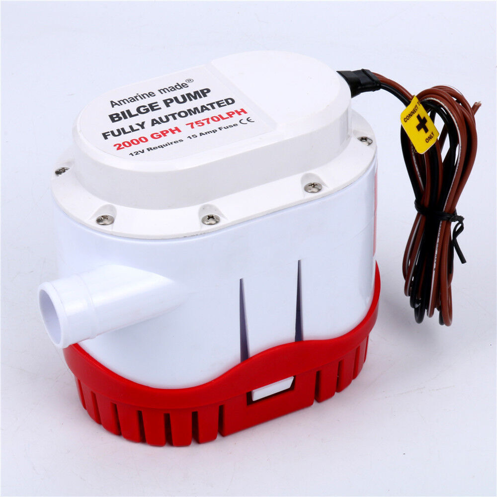 12V 2000GPH Boat Bilge Water Pump Built-In Float Switch Automatic Submersible