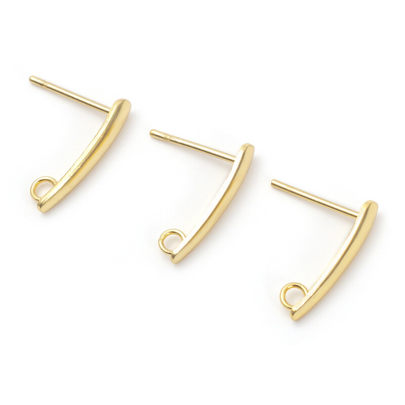 100Pcs Gold 304 Stainless Steel Earring Posts Smooth Drop Stud Loop Ring 15x10mm
