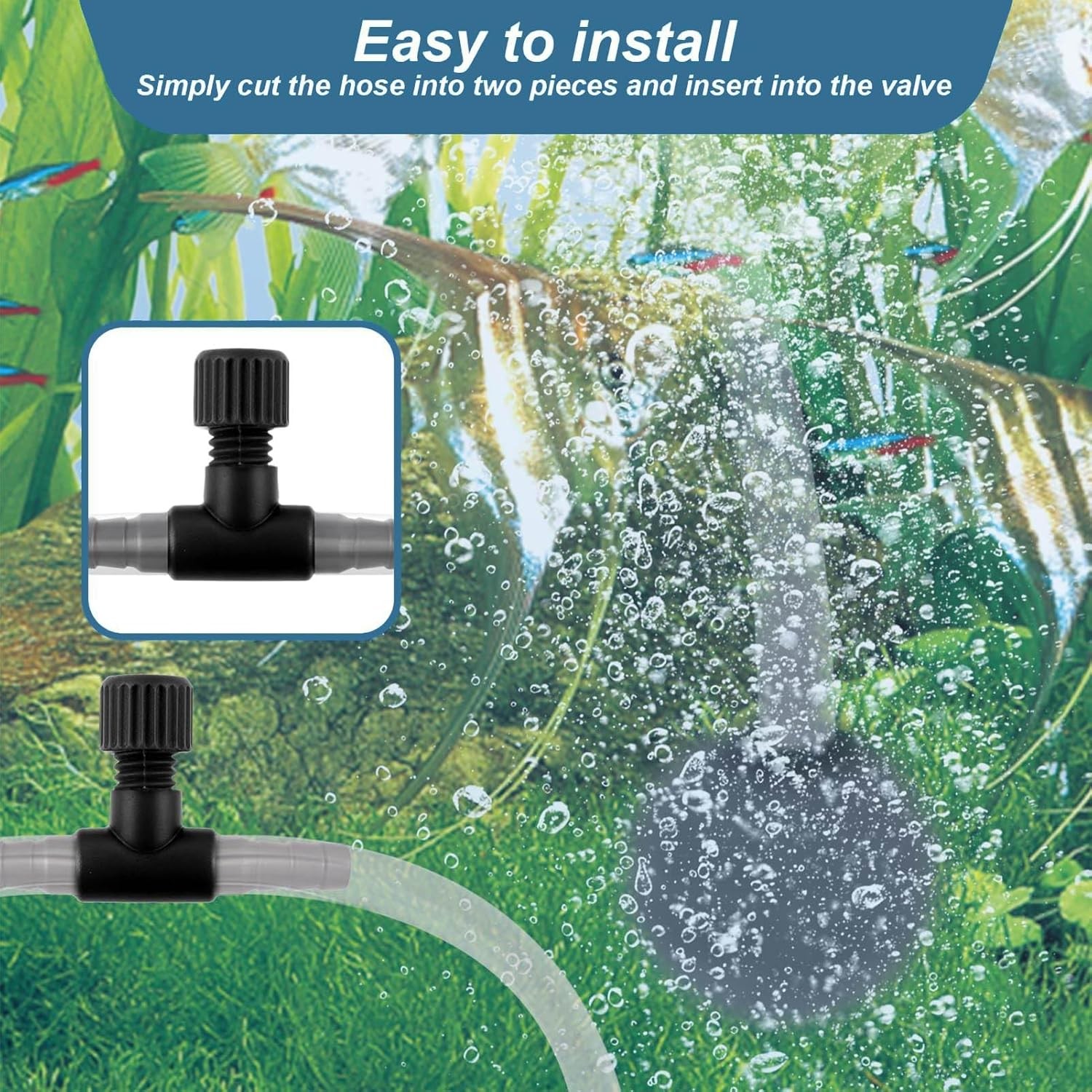 Aquarium Air Valve - 12 PCS Black 3/16" T Shaped for Airline Small,