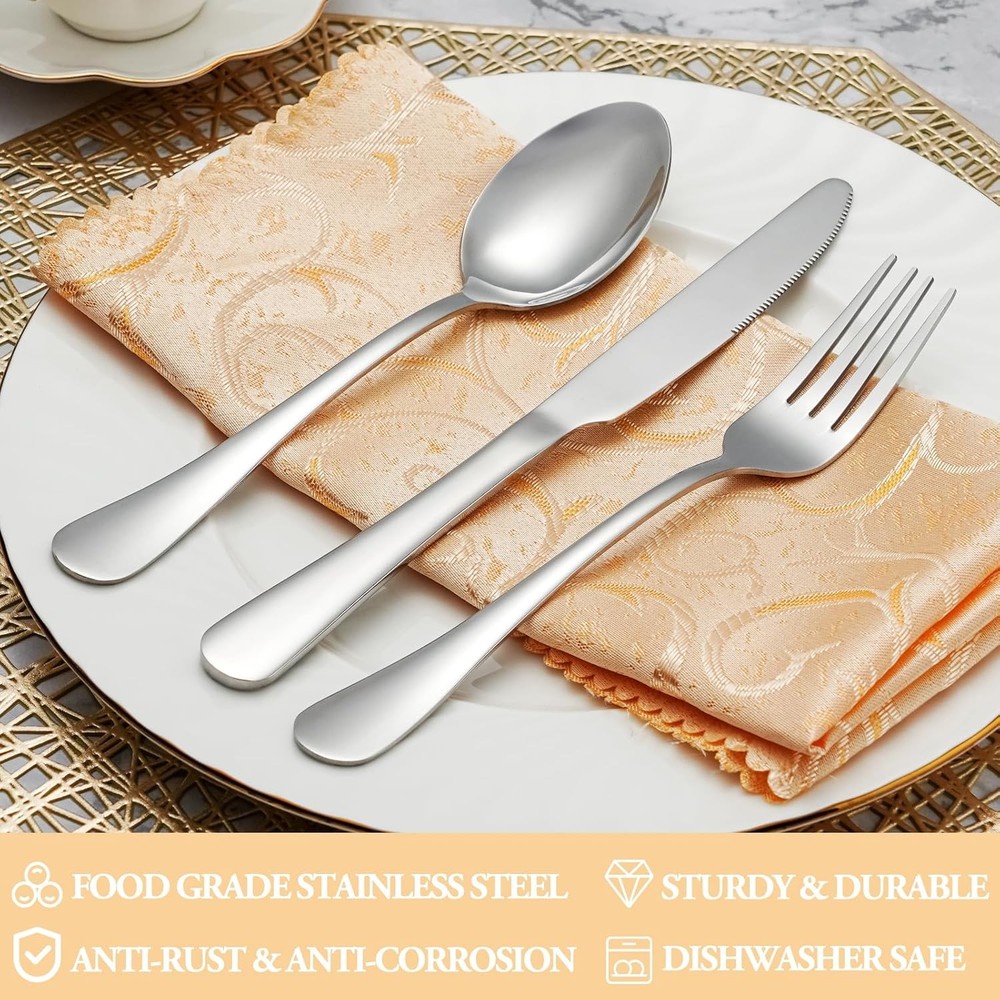 20 Piece Silverware Set Service for 4,Premium Stainless Steel Flatware Set