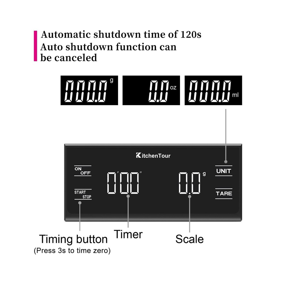 KitchenTour Coffee Scale with Timer - Digital Multifunction Weighin... Fast Ship
