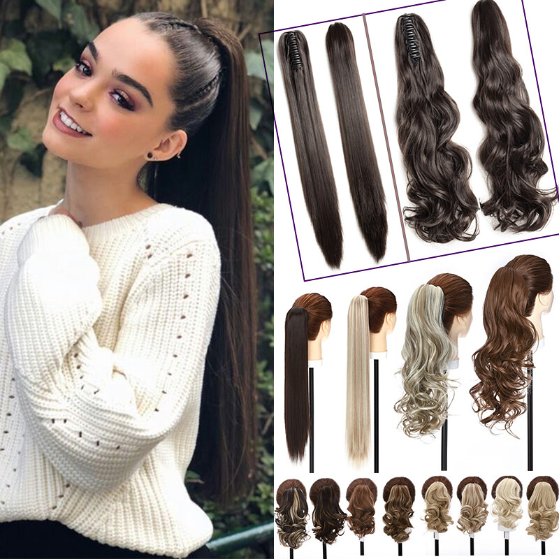 Claw Clip Wavy Ponytail Extensions As Human Pony Tail Long Hair Hairpiece Real