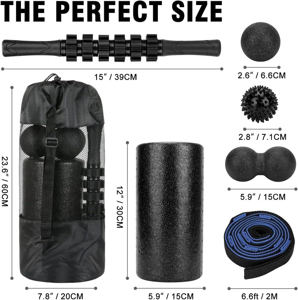 Foam Roller Set - High Density Back Roller, Muscle Roller Bar, 2 Foot