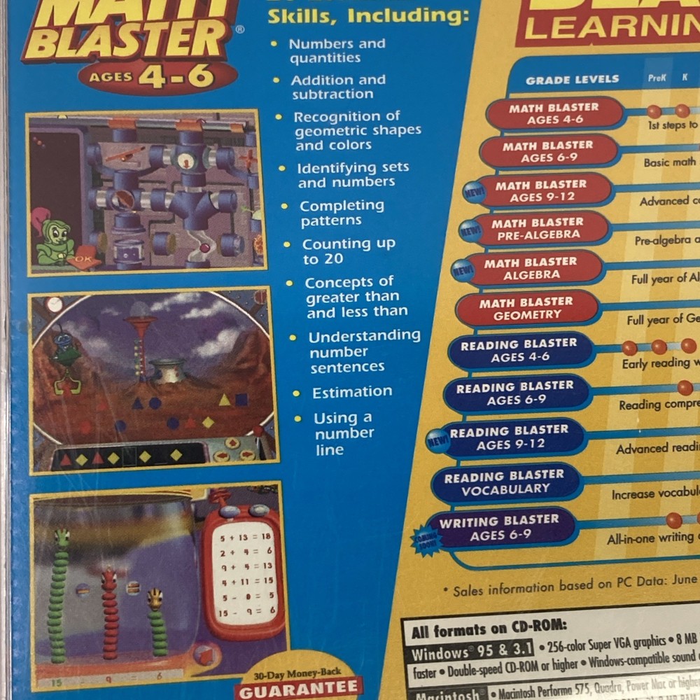 ⭐️⭐️⭐️⭐️⭐️ Davidson Math Blaster Ages 4-6 Grades PreK-1st CD-ROM WIN/MAC