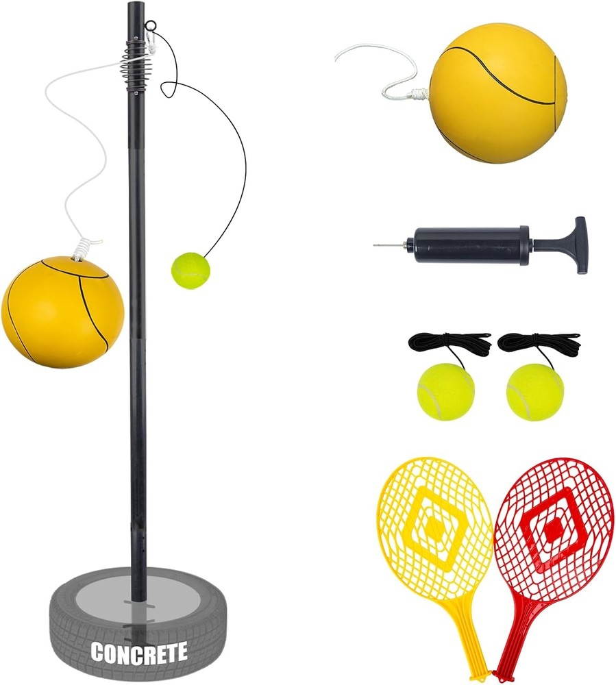 Adjustable Height Tetherball Set Backyard Tennis Combo