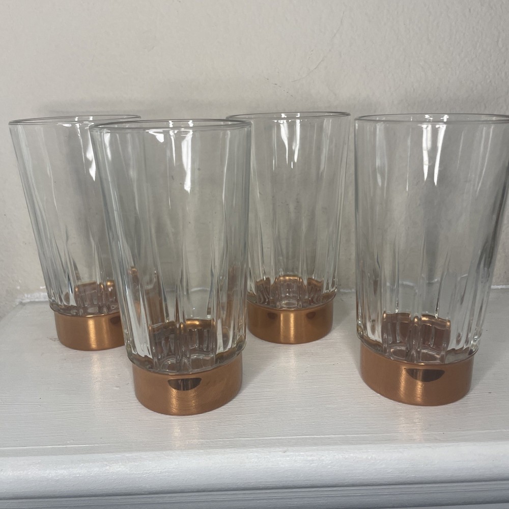 Coppercraft Guild Arcoroc Copper Bottom Drinking Glasses 4