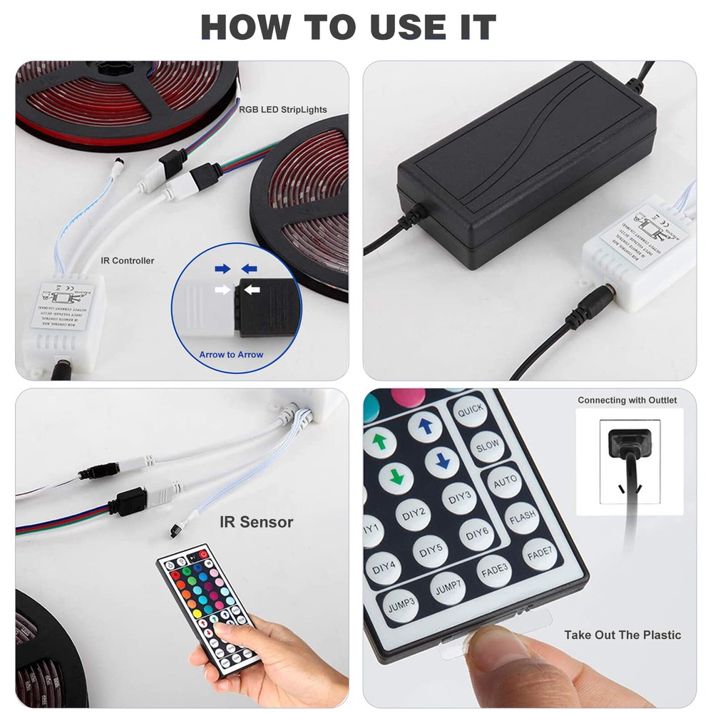 44 Key IR Remote Controller RGB Control Box DC 12V For LED 3528/5050 Strip Light