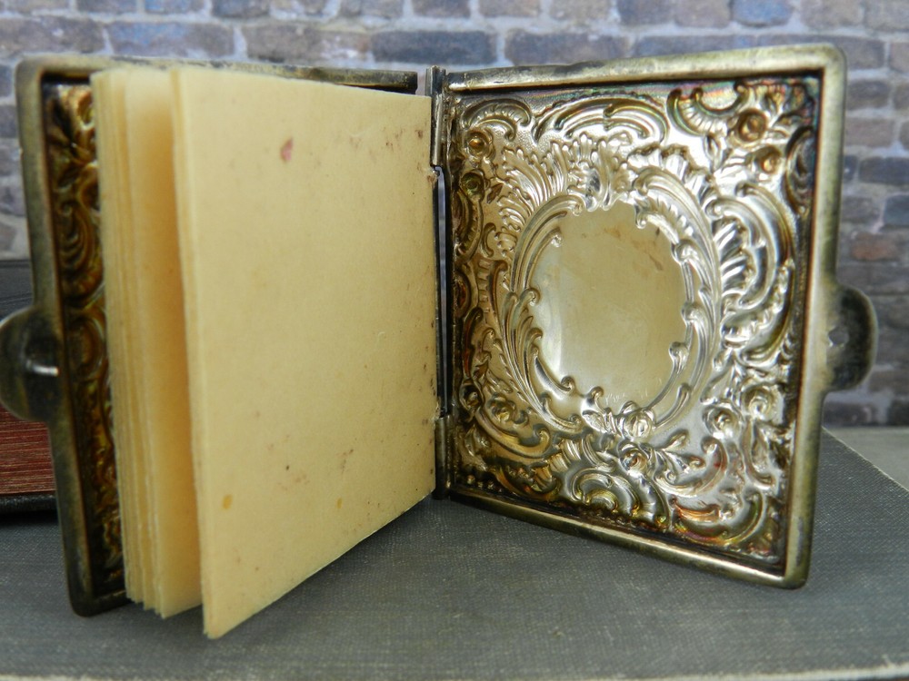 Antique Repousé Sterling Silver Hinged Purse / Pocket Note Book