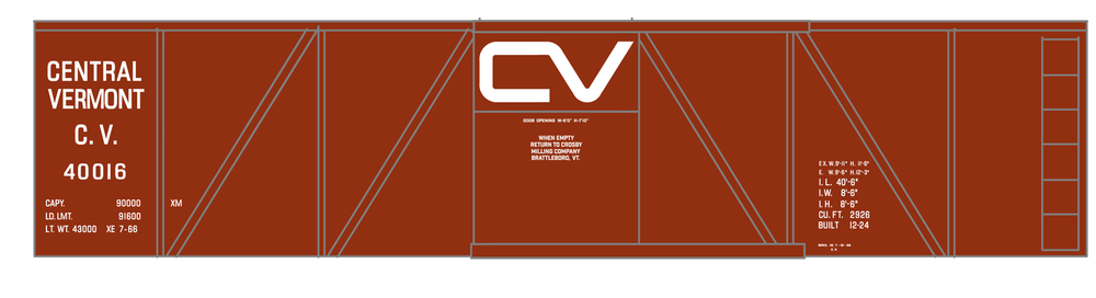 K4 O Scale Decals Central Vermont Single Sheathed Boxcar White