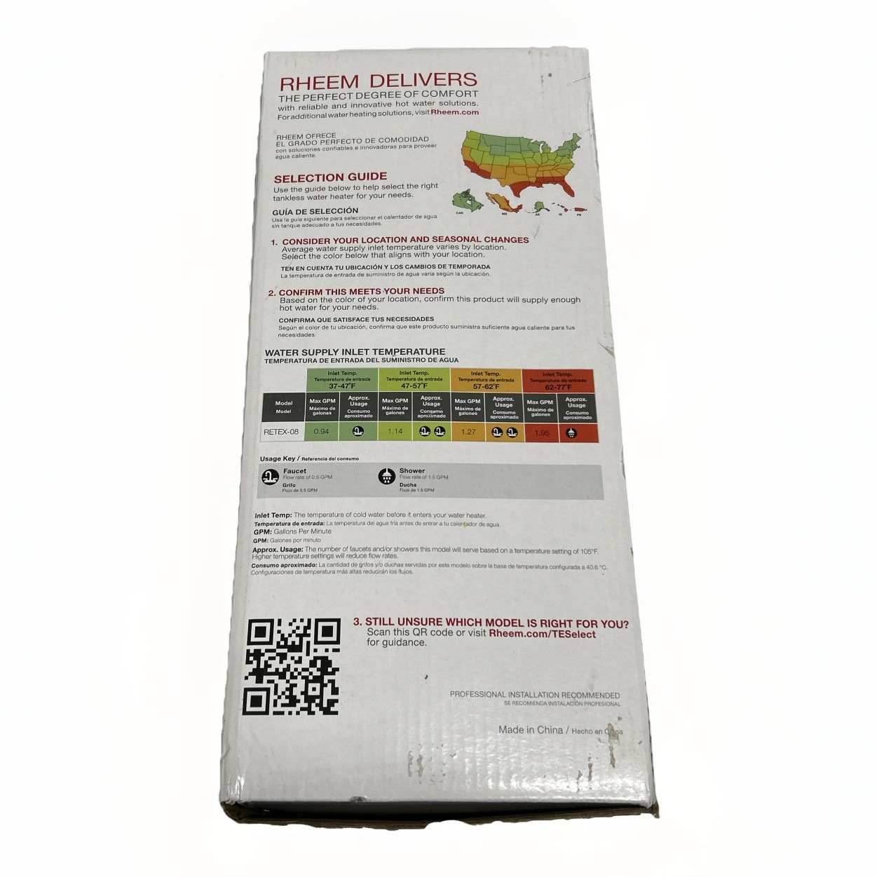 Rheem RETEX-08 8kW 240V Point Of Use Electric Tankless Water Heater