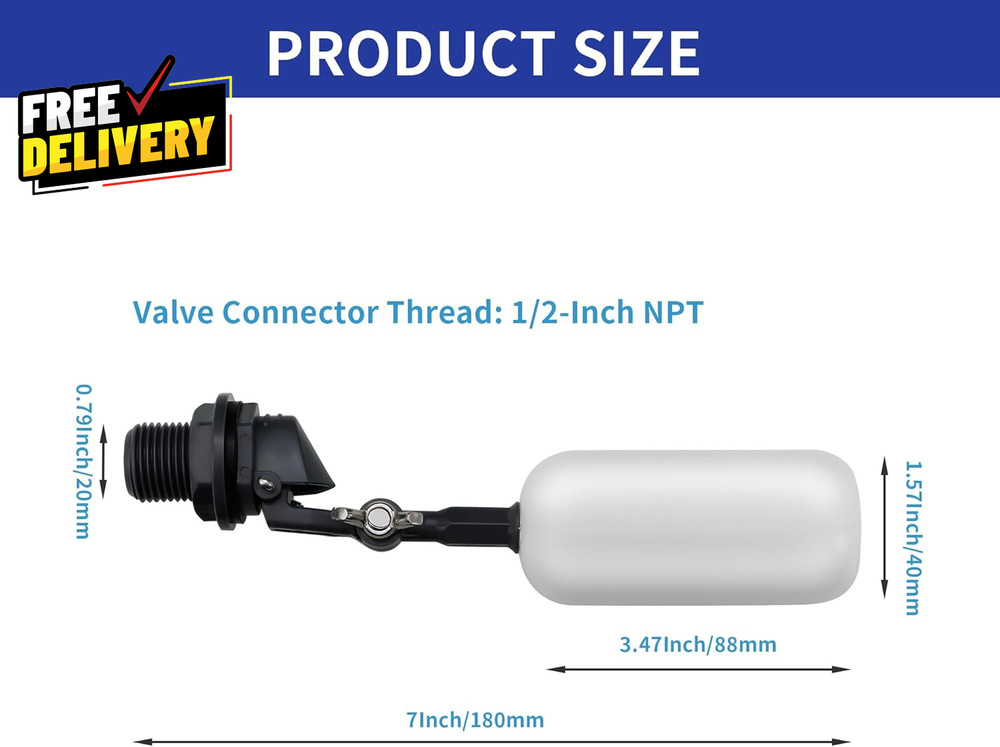 2 Pack Adjustable Arm Float Ball Valve for Automatic Water Level Control in.....