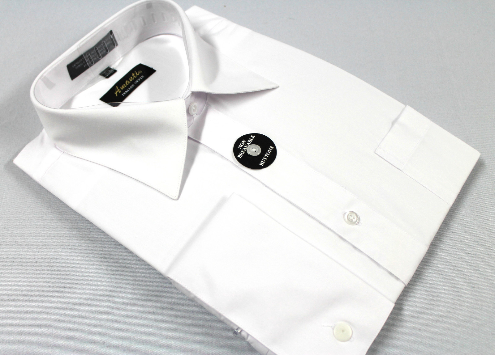 Amanti French Cuff Dress Shirt White Wrinkle-Free Modern Fit