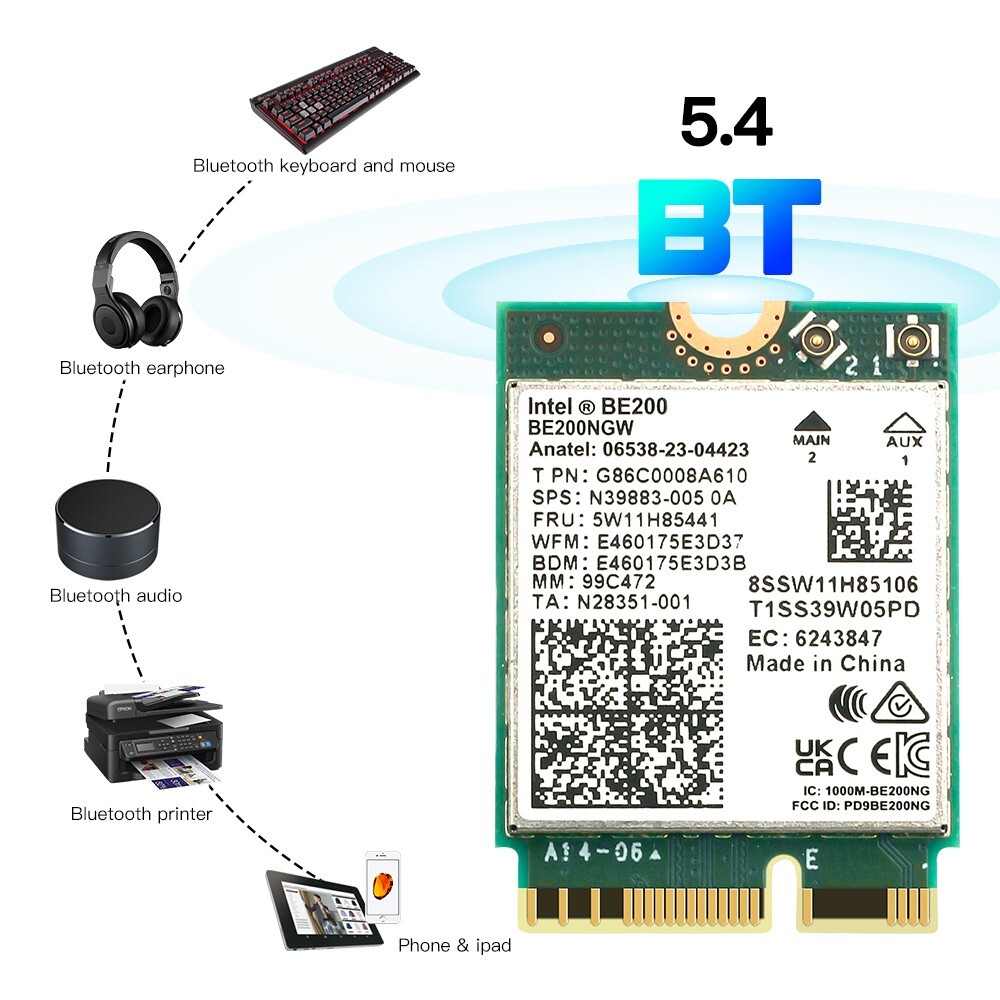 Wi-Fi 7 Intel BE200NGW NGFF Interface Bluetooth 5.4 for PC Wireless Network Card