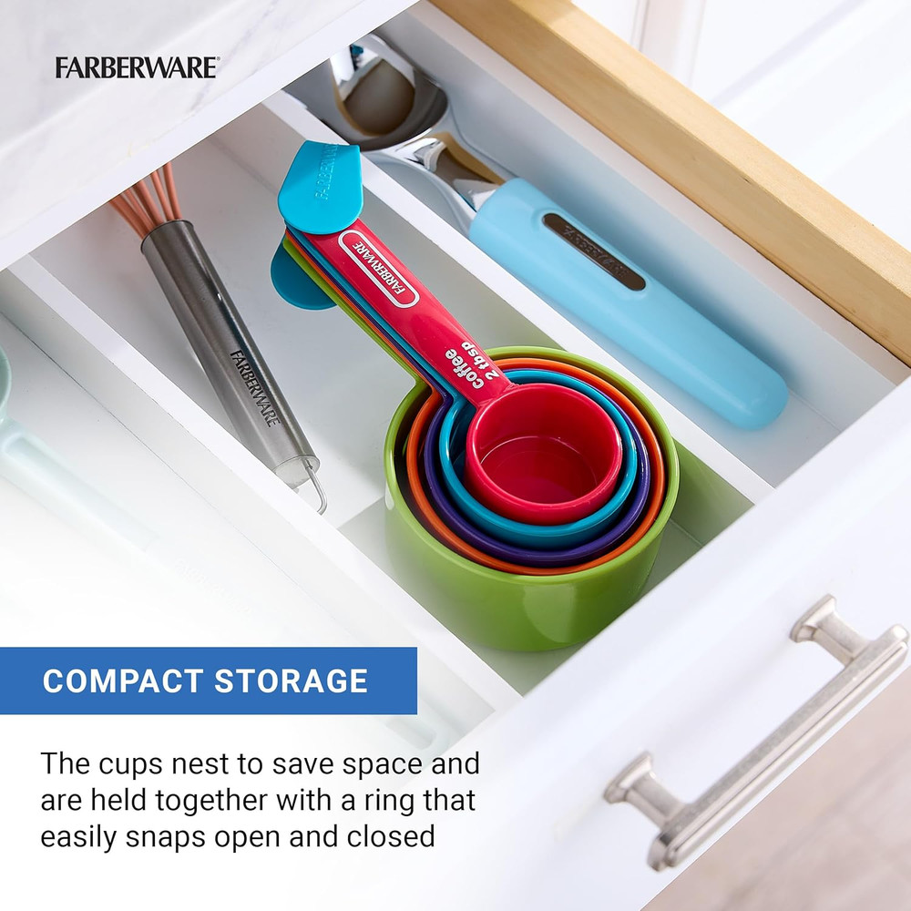 Professional 5-Piece Measuring Cup Set with Coffee Scoop Durable Plastic Kitchen